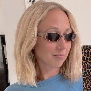 Fossil Vintage Y2K Bronze Embellished Sunglasses “Ritz”